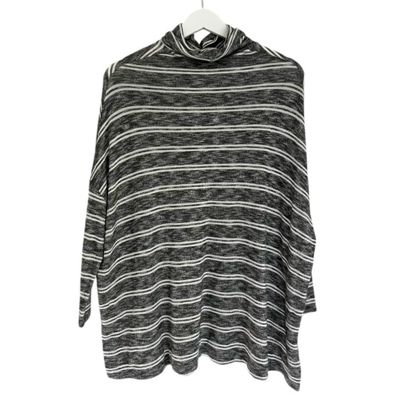 Anthropologie Postmark‎ Mock Neck Stripe Lightweight Sweater Grey White Small - Picture 3 of 9
